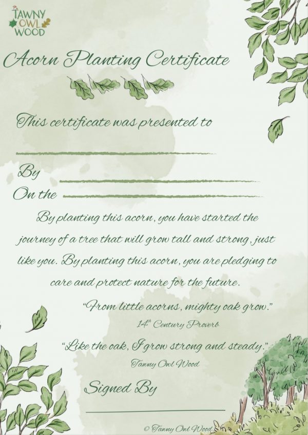 Acorn Planting Certificate