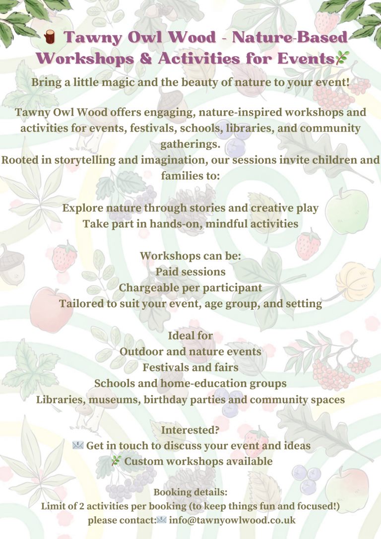 Information on Types of Events Tawny Owl Wood does