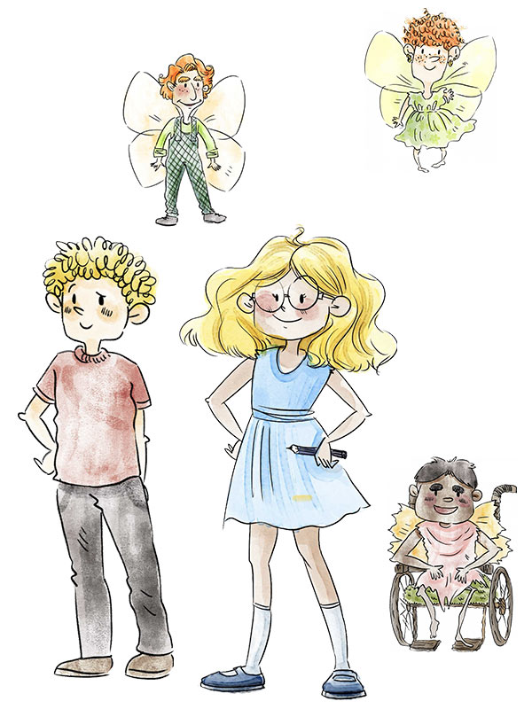 Montage of characters from the books
